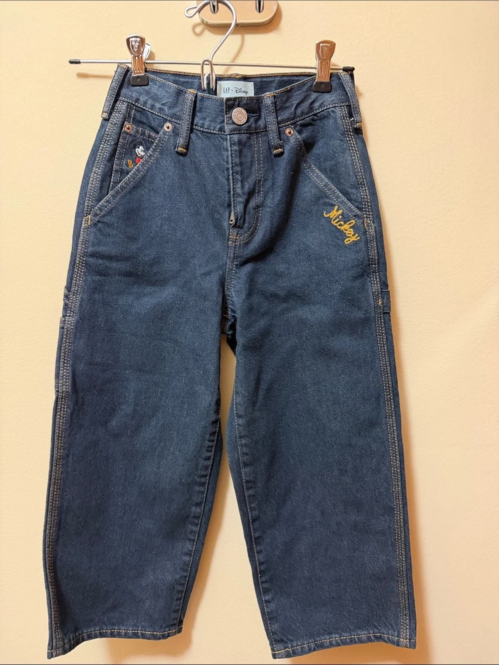 GAP Dark Blue Denim Jeans with Yellow 'Mickey' Embroidery